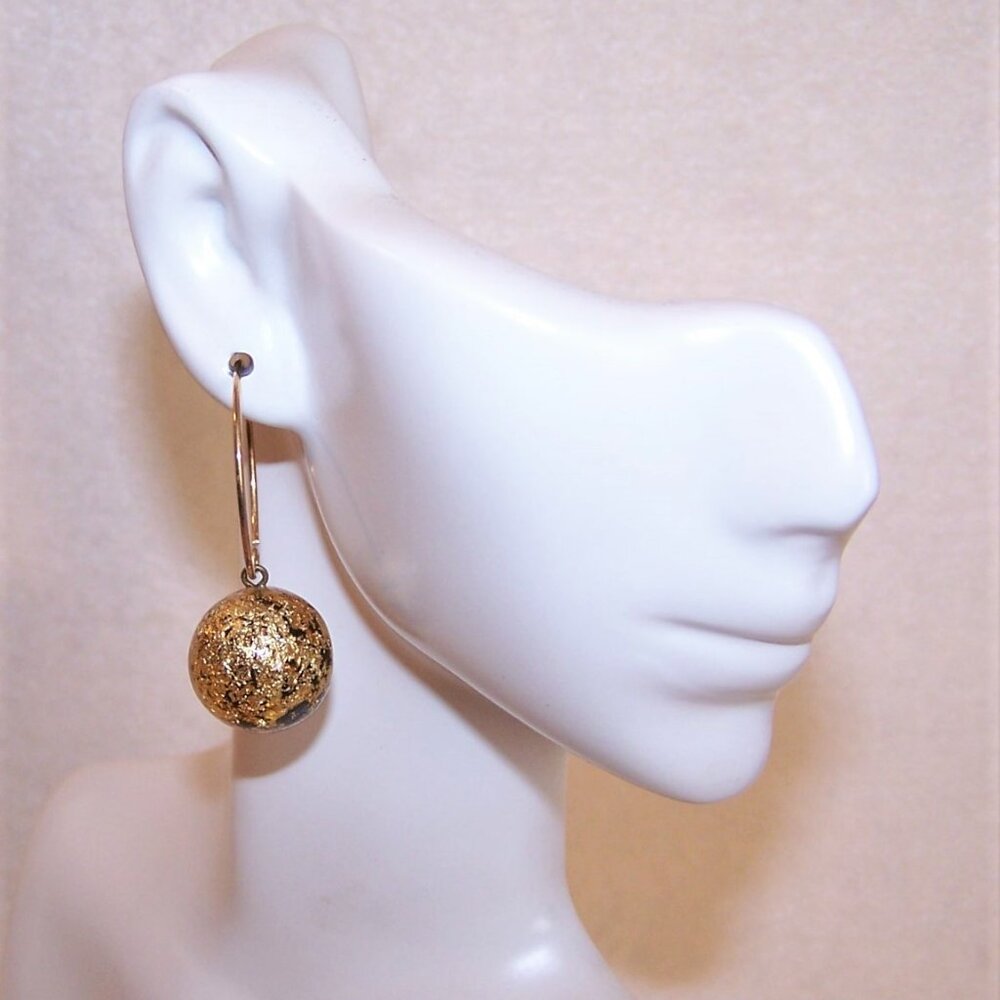 Zsiska Costume Earrings - Gilt Flecked Resin Balls | Pierced Earrings